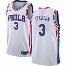 Women's Nike Philadelphia 76ers #3 Allen Iverson Swingman White Home NBA Jersey - Association Edition