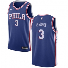 Youth Nike Philadelphia 76ers #3 Allen Iverson Swingman Blue Road NBA Jersey - Icon Edition