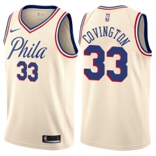 Men's Nike Philadelphia 76ers #33 Robert Covington Authentic Cream NBA Jersey - City Edition
