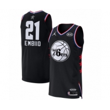 Men's Jordan Philadelphia 76ers #21 Joel Embiid Authentic Black 2019 All-Star Game Basketball Jersey