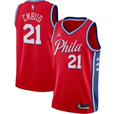 Men's Philadelphia 76ers #21 Joel Embiid Jordan Brand Red 2020-21 Swingman Jersey