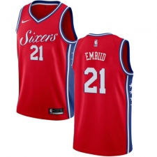 Youth Nike Philadelphia 76ers #21 Joel Embiid Authentic Red Alternate NBA Jersey Statement Edition