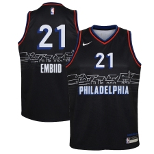 Youth Philadelphia 76ers #21 Joel Embiid Nike Black 2020-21 Swingman Jersey