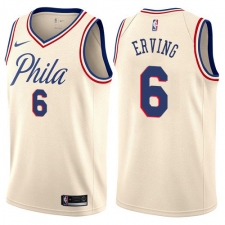 Men's Nike Philadelphia 76ers #6 Julius Erving Swingman Cream NBA Jersey - City Edition