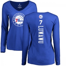 NBA Women's Nike Philadelphia 76ers #7 Timothe Luwawu Royal Blue Backer Long Sleeve T-Shirt