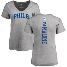 NBA Women's Nike Philadelphia 76ers #2 Moses Malone Ash Backer T-Shirt