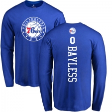 NBA Nike Philadelphia 76ers #0 Jerryd Bayless Royal Blue Backer Long Sleeve T-Shirt