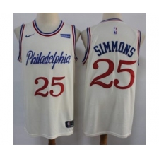 Men's 76ers #25 Ben Simmons Cream New City Edition Swingman Basketball Jersey