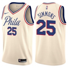 Men's Nike Philadelphia 76ers #25 Ben Simmons Authentic Cream NBA Jersey - City Edition