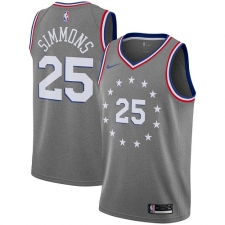 Men's Nike Philadelphia 76ers #25 Ben Simmons Swingman Gray NBA Jersey - City Edition