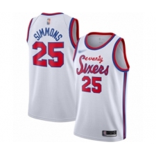 Men's Philadelphia 76ers #25 Ben Simmons Authentic White Hardwood Classics Basketball Jersey