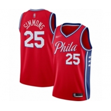 Women's Philadelphia 76ers #25 Ben Simmons Swingman Red Finished Basketball Jersey - Statement Edition