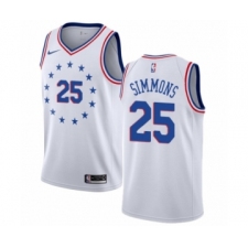 Youth Nike Philadelphia 76ers #25 Ben Simmons White Swingman Jersey - Earned Edition