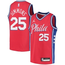 Youth Philadelphia 76ers #25 Ben Simmons Jordan Brand Red 2020-21 Swingman Player Jersey