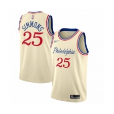 Youth Philadelphia 76ers #25 Ben Simmons Swingman Cream Basketball Jersey - 2019 20 City Edition