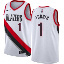 Men's Nike Portland Trail Blazers #1 Evan Turner Authentic White Home NBA Jersey - Association Edition