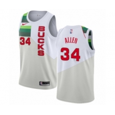 Men's Nike Milwaukee Bucks #34 Ray Allen White Swingman Jersey - Earned Edition