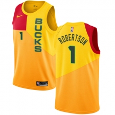 Men's Nike Milwaukee Bucks #1 Oscar Robertson Swingman Yellow NBA Jersey - City Edition
