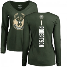 NBA Women's Nike Milwaukee Bucks #1 Oscar Robertson Green Backer Long Sleeve T-Shirt