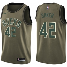 Men's Nike Milwaukee Bucks #42 Vin Baker Swingman Green Salute to Service NBA Jersey