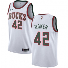 Women's Nike Milwaukee Bucks #42 Vin Baker Swingman White Fashion Hardwood Classics NBA Jersey