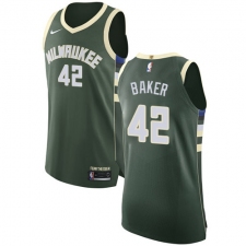 Youth Nike Milwaukee Bucks #42 Vin Baker Authentic Green Road NBA Jersey - Icon Edition
