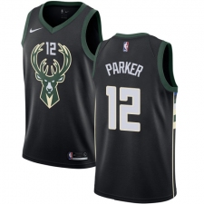Women's Adidas Milwaukee Bucks #12 Jabari Parker Authentic Black Alternate NBA Jersey - Statement Edition