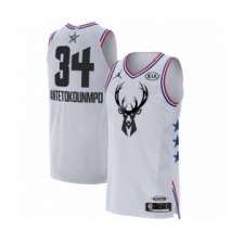 Men's Jordan Milwaukee Bucks #34 Giannis Antetokounmpo Authentic White 2019 All-Star Game Basketball Jersey