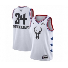 Women's Jordan Milwaukee Bucks #34 Giannis Antetokounmpo Swingman White 2019 All-Star Game Basketball Jersey