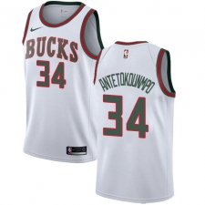Women's Nike Milwaukee Bucks #34 Giannis Antetokounmpo Swingman White Fashion Hardwood Classics NBA Jersey