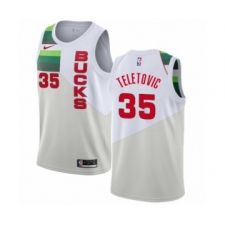 Men's Nike Milwaukee Bucks #35 Mirza Teletovic White Swingman Jersey - Earned Edition