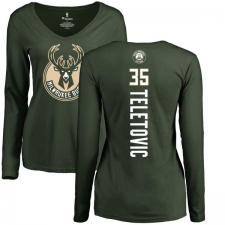 NBA Women's Nike Milwaukee Bucks #35 Mirza Teletovic Green Backer Long Sleeve T-Shirt