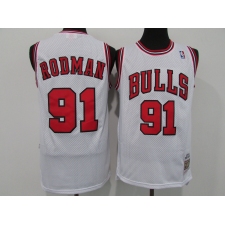 Men's Chicago Bulls #91 Dennis Rodman Authentic White Home NBA Jersey