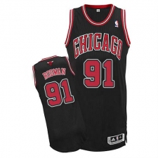 Youth Adidas Chicago Bulls #91 Dennis Rodman Authentic Black Alternate NBA Jersey