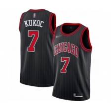 Men's Chicago Bulls #7 Toni Kukoc Authentic Black Finished Basketball Jersey - Statement Edition