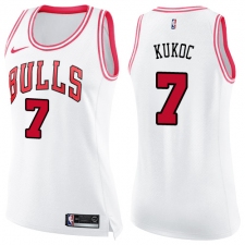 Women's Nike Chicago Bulls #7 Toni Kukoc Swingman White/Pink Fashion NBA Jersey