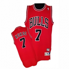 Men's Adidas Chicago Bulls #7 Tony Kukoc Authentic Red Throwback NBA Jersey
