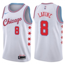 Men's Nike Chicago Bulls #8 Zach LaVine Authentic White NBA Jersey - City Edition