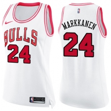 Women's Nike Chicago Bulls #24 Lauri Markkanen Swingman White/Pink Fashion NBA Jersey