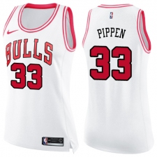 Women's Nike Chicago Bulls #33 Scottie Pippen Swingman White/Pink Fashion NBA Jersey