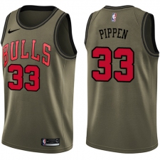 Youth Nike Chicago Bulls #33 Scottie Pippen Swingman Green Salute to Service NBA Jersey
