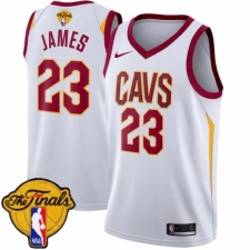 Men's Nike Cleveland Cavaliers #23 LeBron James Authentic White 2018 NBA Finals Bound NBA Jersey - Association Edition