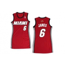 Women NBA Heat #6 LeBron James Red Stitched NBA Jersey