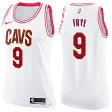 Women's Nike Cleveland Cavaliers #9 Channing Frye Swingman White Pink Fashion NBA Jersey