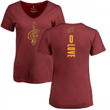 NBA Women's Nike Cleveland Cavaliers #0 Kevin Love Maroon Backer T-Shirt