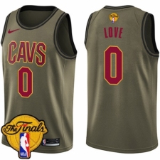 Youth Nike Cleveland Cavaliers #0 Kevin Love Swingman Green Salute to Service 2018 NBA Finals Bound NBA Jersey