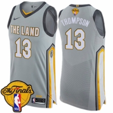 Men's Nike Cleveland Cavaliers #13 Tristan Thompson Authentic Gray 2018 NBA Finals Bound NBA Jersey - City Edition