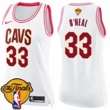 Women's Nike Cleveland Cavaliers #33 Shaquille O'Neal Swingman White/Pink Fashion 2018 NBA Finals Bound NBA Jersey
