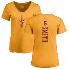 NBA Women's Nike Cleveland Cavaliers #5 J.R. Smith Gold One Color Backer Slim-Fit V-Neck T-Shirt