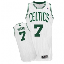 Men's Adidas Boston Celtics #7 Jaylen Brown Authentic White Home NBA Jersey